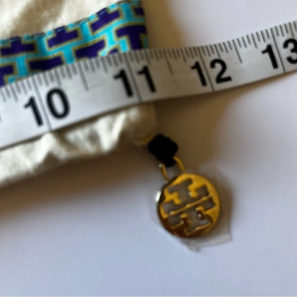 New Tory Burch Cream Dust Storage Bag Cover Blue Trim Gold Logo Charm 15